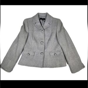 Talbots "The Grace Fit" Wool Blend Gray Woven Jacket Size 6 Petite Classic City